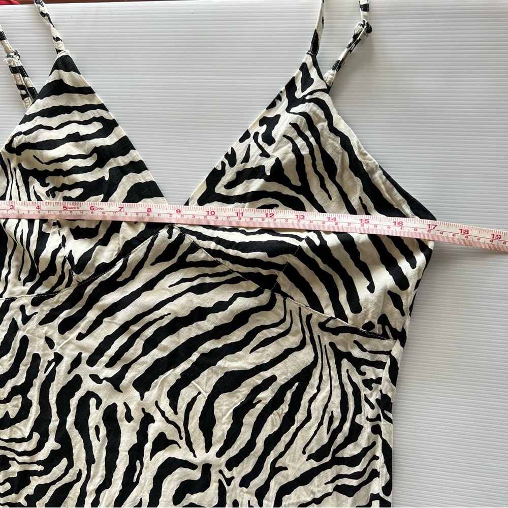 Tree of Life Mini Dress Tan Brown Zebra Animal Print African Boho Rayon Size L - Picture 10 of 11
